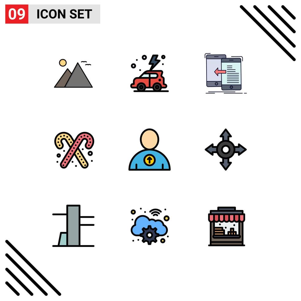 uppsättning av 9 modern ui ikoner symboler tecken för sötsaker efterrätt bil godis sockerrör förvaltning redigerbar vektor design element