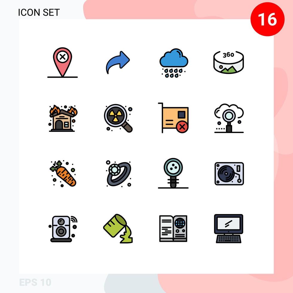 16 universell platt Färg fylld linje tecken symboler av kärn interiör släppa öppen spis se redigerbar kreativ vektor design element