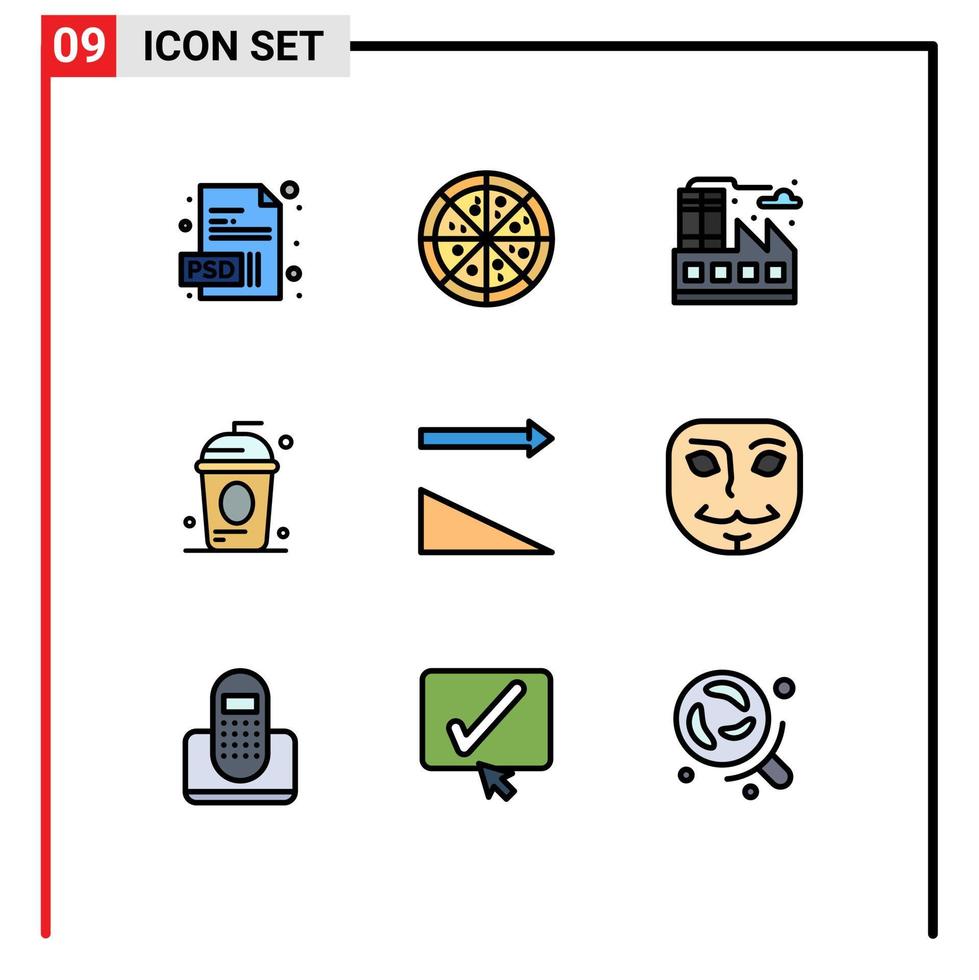 satz von 9 modernen ui-symbolen symbole zeichen für gesichtsortierung kuchen sortieren unabhängige bearbeitbare vektordesignelemente vektor