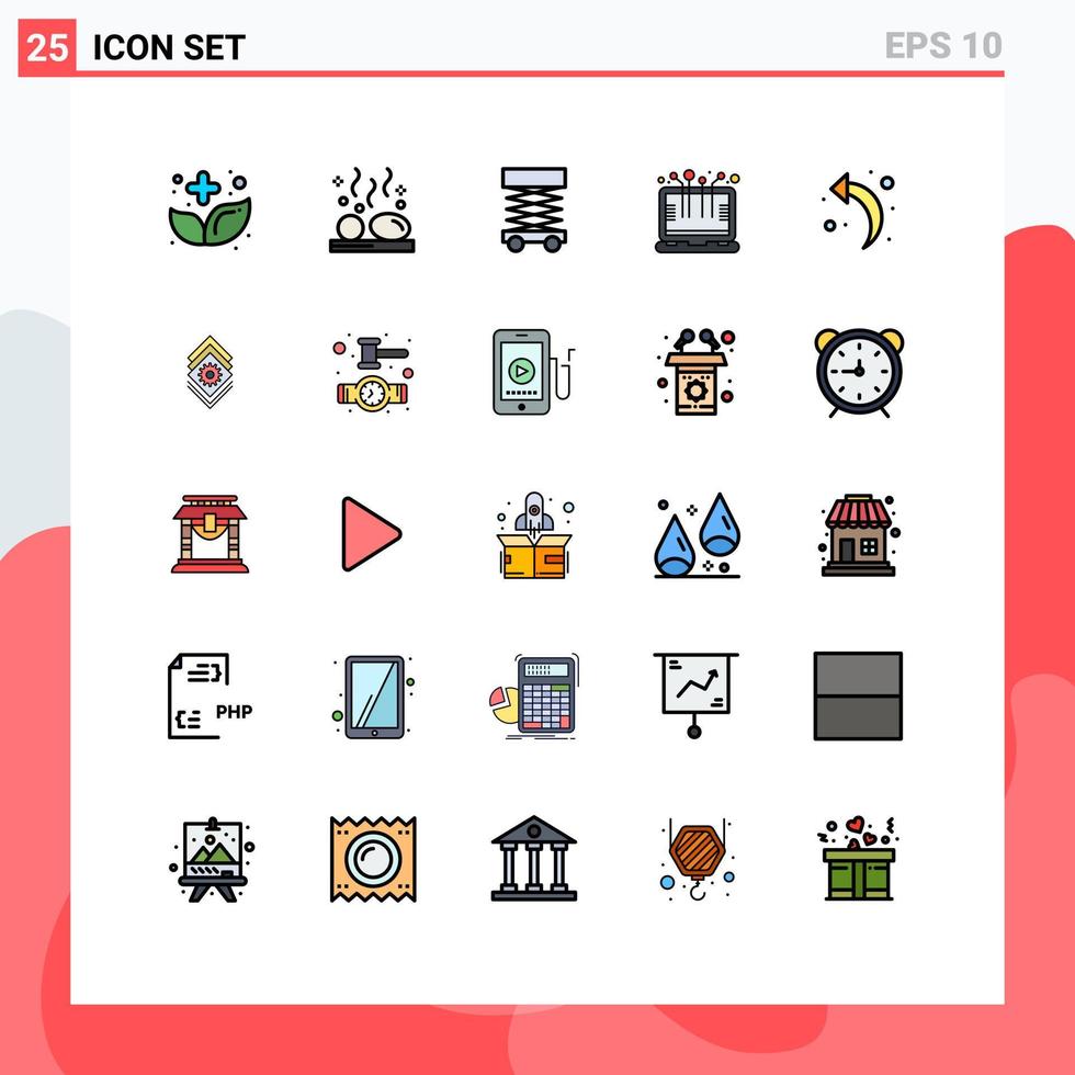 uppsättning av 25 modern ui ikoner symboler tecken för bärbar dator dator stenar smart teknologi byggnadsställningar redigerbar vektor design element