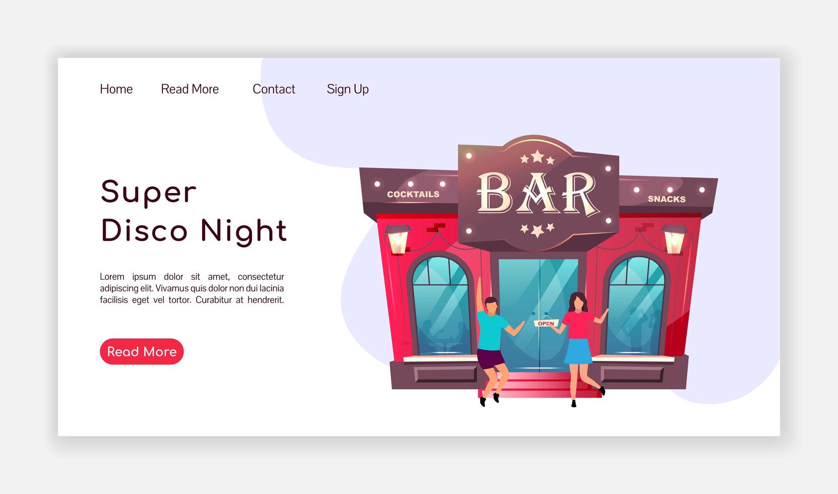 Super Disco Nacht Landing Page vektor