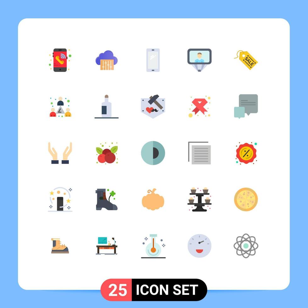 25 tematiska vektor platt färger och redigerbar symboler av handla logga in smart telefon id användare redigerbar vektor design element