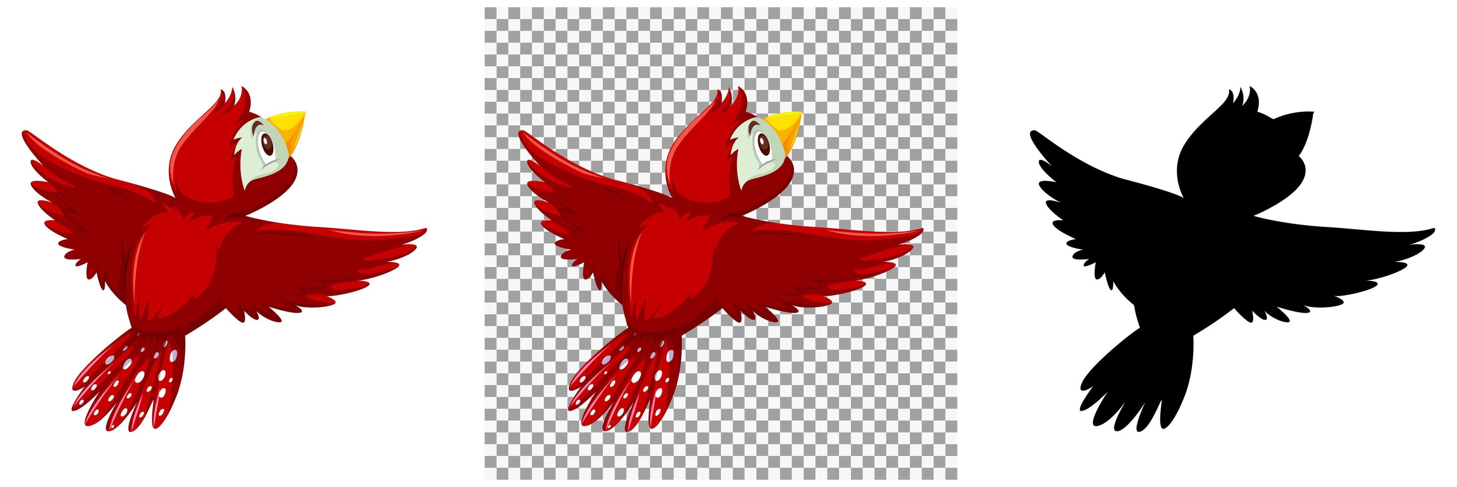 söt röd fågel seriefigur vektor