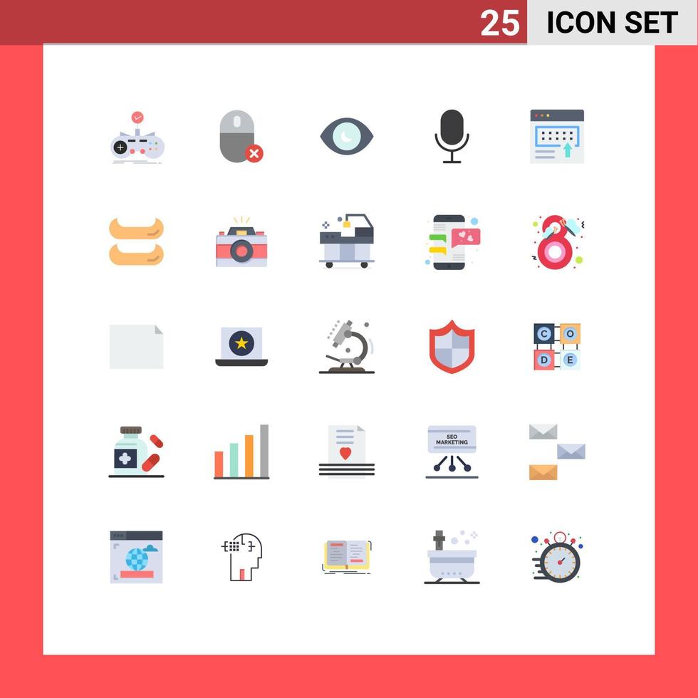 Stock Vector Icon Pack mit 25 Zeilenzeichen und Symbolen für die Werbung von Mikrofonhardware, Mikrofonsuche, editierbare Vektordesignelemente