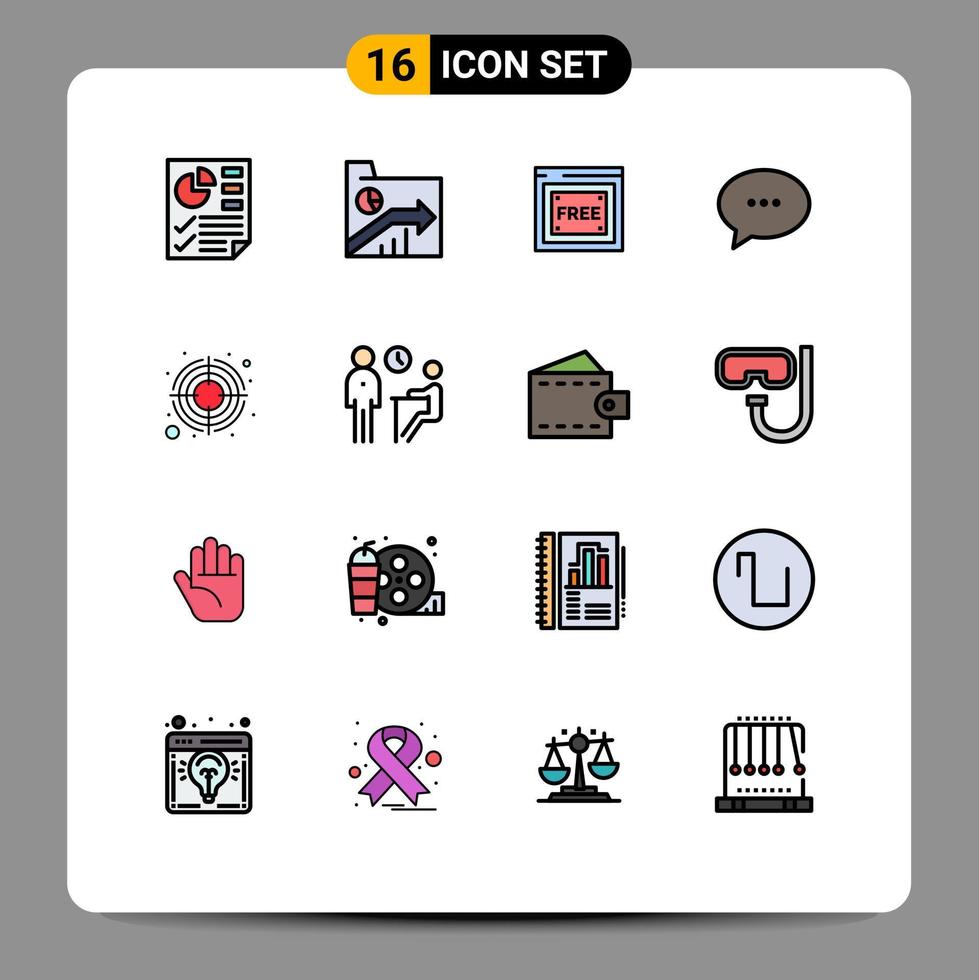 uppsättning av 16 modern ui ikoner symboler tecken för fokus meddelanden Rapportera konversation fri redigerbar kreativ vektor design element