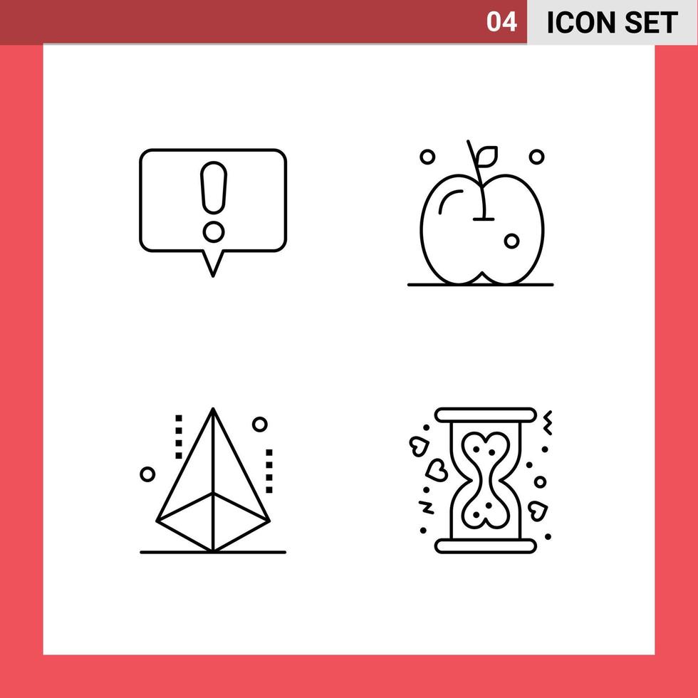 Packung mit 4 modernen Filledline-Flachfarbzeichen und -symbolen für Web-Printmedien wie Alert Modeling Apple Design Charity editierbare Vektordesign-Elemente vektor