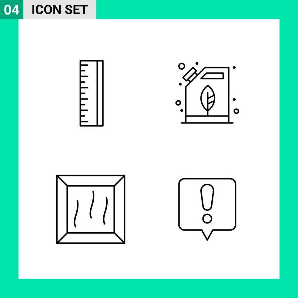 Packung mit 4 Linienstil-Icon-Set Gliederungssymbolen für den Druck kreative Zeichen isoliert auf weißem Hintergrund 4-Icon-Set kreativer schwarzer Icon-Vektor-Hintergrund vektor