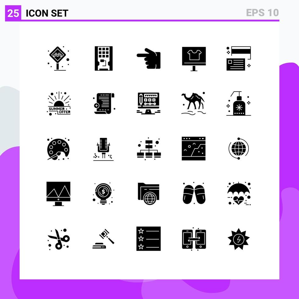 25 tematiska vektor fast glyfer och redigerbar symboler av handel browser fast kläder hand redigerbar vektor design element