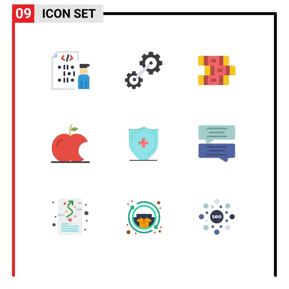 9 universelle flache Farben für Web- und mobile Anwendungen an Bord von Krankenhaus-Industrieintellekt-Apfel-editierbaren Vektordesign-Elementen vektor