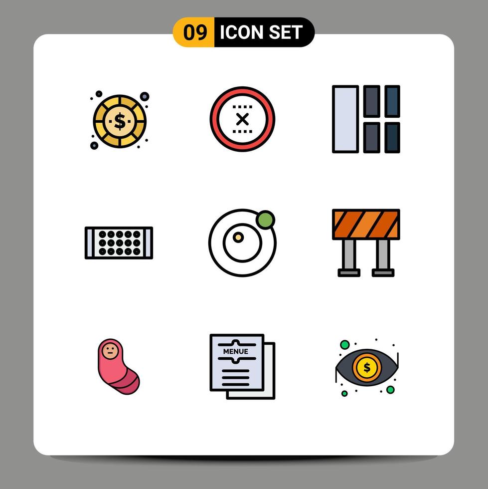 Stock Vector Icon Pack mit 9 Zeilen Zeichen und Symbolen für Mond-LED löschen Lampe Schnittstelle editierbare Vektor-Design-Elemente