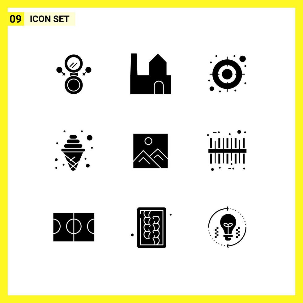 Stock Vector Icon Pack mit 9 Zeilen Zeichen und Symbolen für Bildungsbild Zielrahmen Eis editierbare Vektordesign-Elemente