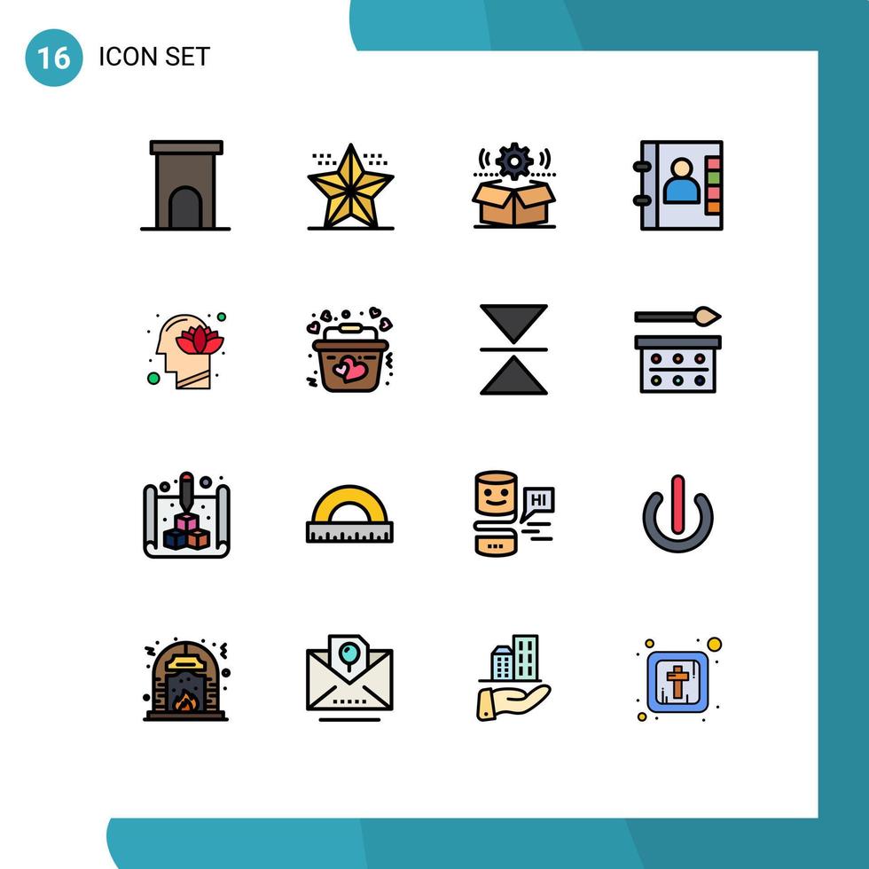 stock vektor ikon packa av 16 linje tecken och symboler för telefon bok Semester miljö hjul redigerbar kreativ vektor design element