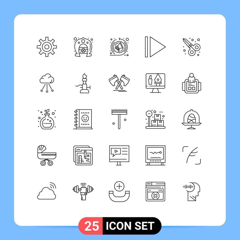 uppsättning av 25 modern ui ikoner symboler tecken för lagring moln marknadsföring sax grafisk design redigerbar vektor design element