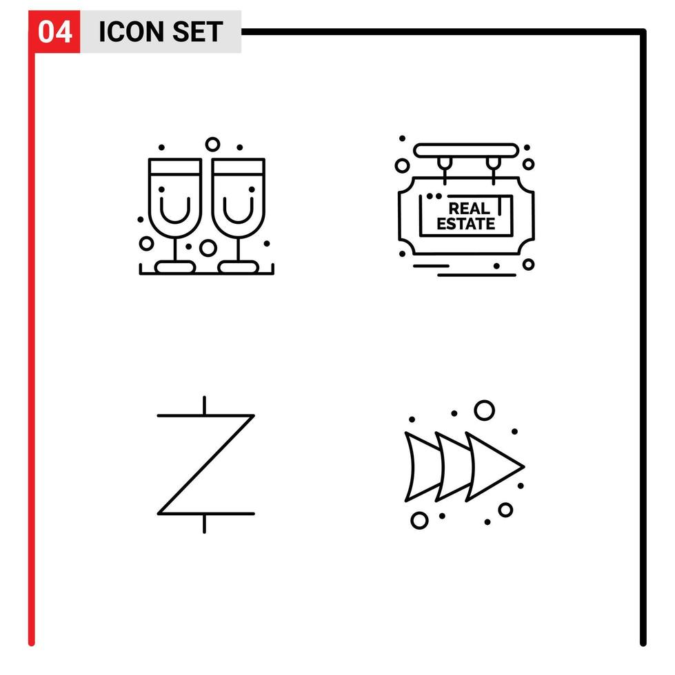 linje packa av 4 universell symboler av glas kryptovaluta styrelse försäljning framåt- redigerbar vektor design element