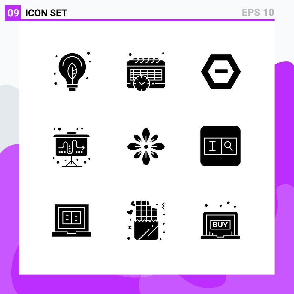 Stock Vector Icon Pack mit 9 Zeilen Zeichen und Symbolen für die Dekoration feiern negative Taktik Markt editierbare Vektordesign-Elemente