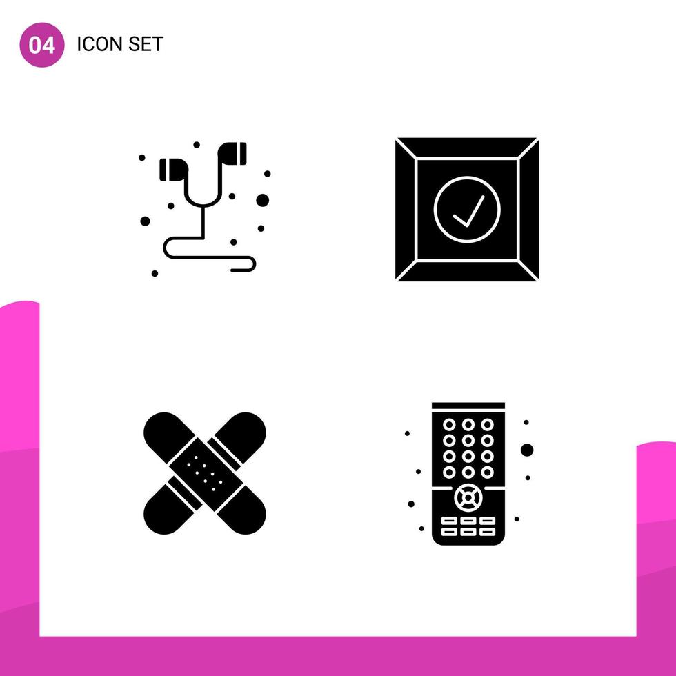 glyf ikon uppsättning packa av 4 fast ikoner isolerat på vit bakgrund för mottaglig hemsida design skriva ut och mobil tillämpningar kreativ svart ikon vektor bakgrund