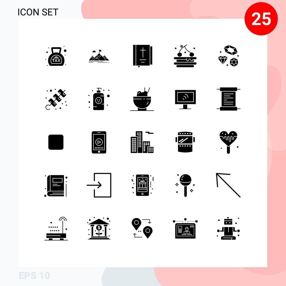 25 universelle solide Glyphen für Web- und mobile Anwendungen festgelegt vektor