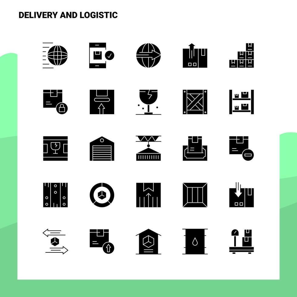 25 Liefer- und Logistik-Icon-Set solide Glyphen-Icon-Vektor-Illustrationsvorlage für Web- und mobile Ideen für Unternehmen vektor