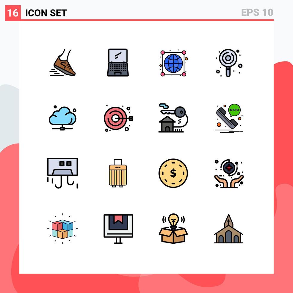 16 universelle, flache, farbgefüllte Linien für Web- und mobile Anwendungen, Süßigkeiten, Kinder, imac, Süßigkeiten, weltweit editierbare kreative Vektordesign-Elemente vektor