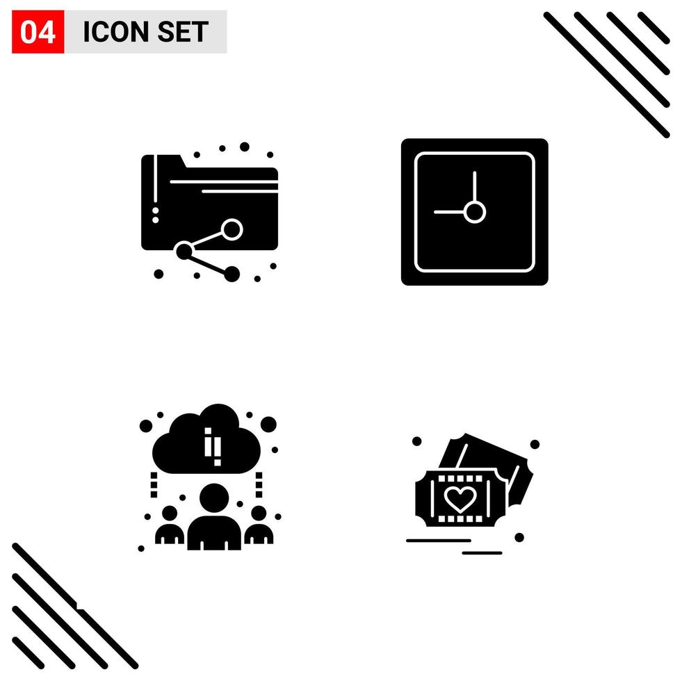 pixel perfekt uppsättning av 4 fast ikoner glyf ikon uppsättning för webbplats design och mobil tillämpningar gränssnitt kreativ svart ikon vektor bakgrund