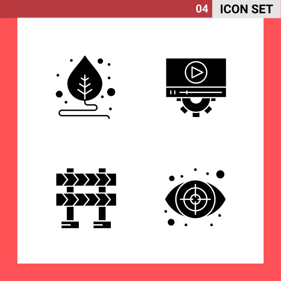 Glyphensymbole im soliden Stil mit 4 Symbolen auf weißem Hintergrund Einfache Zeichen für die allgemeine Gestaltung eines kreativen schwarzen Symbolvektorhintergrunds vektor