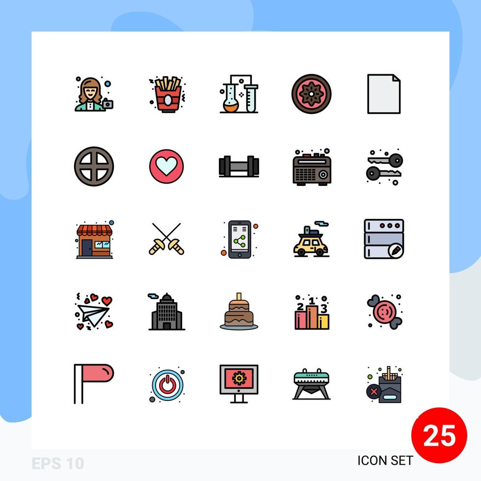 uppsättning av 25 modern ui ikoner symboler tecken för skiva frukt kemisk vetenskap mat vetenskaplig forskning redigerbar vektor design element