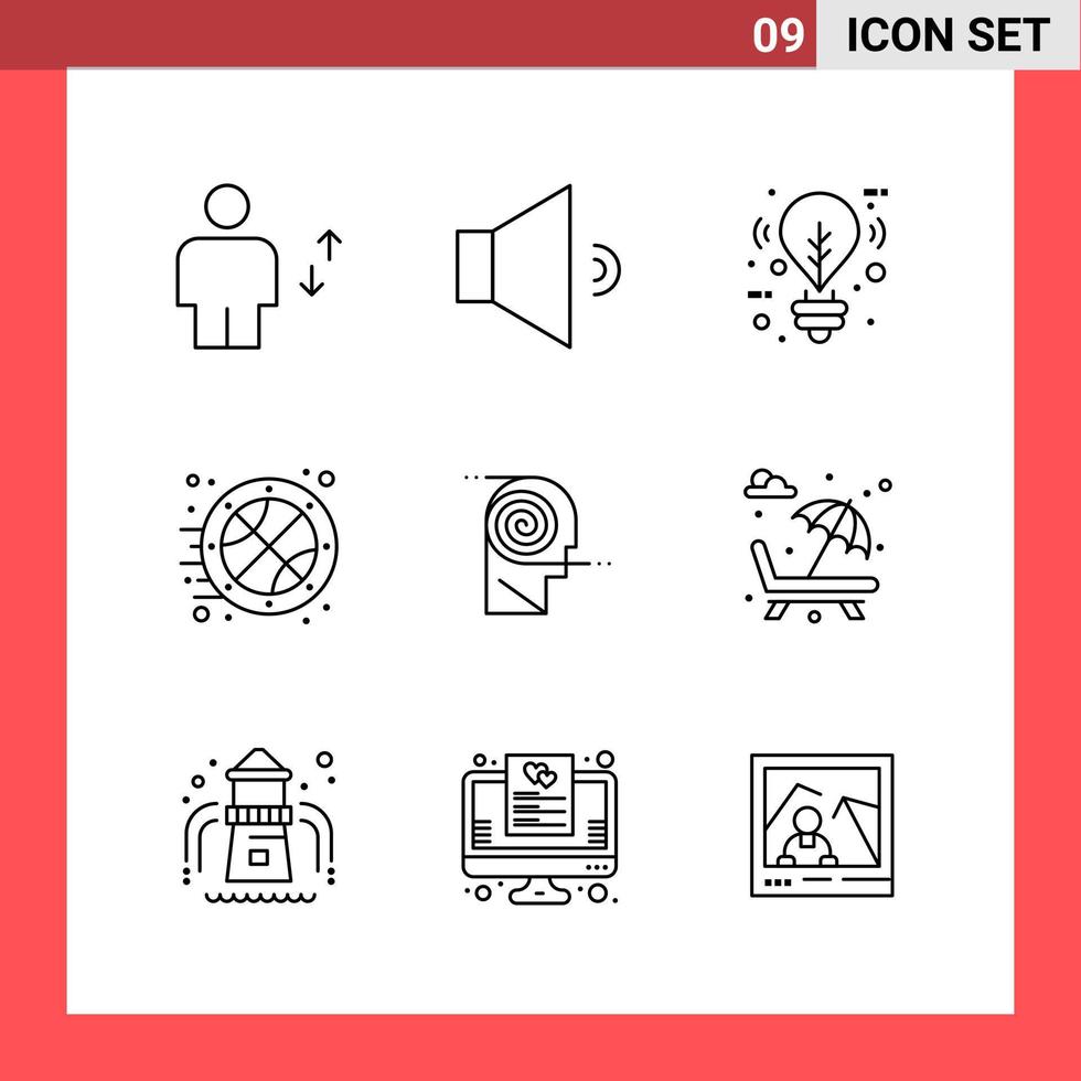 9 Icon Pack Line Style Umrisssymbole auf weißem Hintergrund einfache Zeichen für die allgemeine Gestaltung kreativer schwarzer Icon-Vektor-Hintergrund vektor