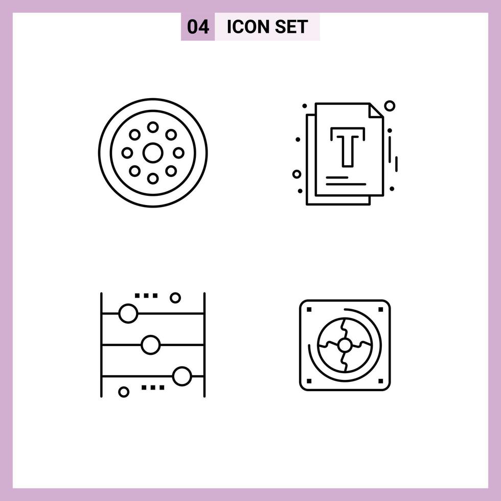 4 tematiska vektor fylld linje platt färger och redigerbar symboler av låsa kulram säkerhet fil kalkylator redigerbar vektor design element