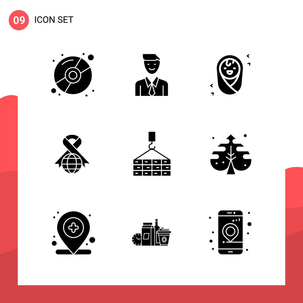 packa av 9 universell glyf ikoner för skriva ut media på vit bakgrund kreativ svart ikon vektor bakgrund