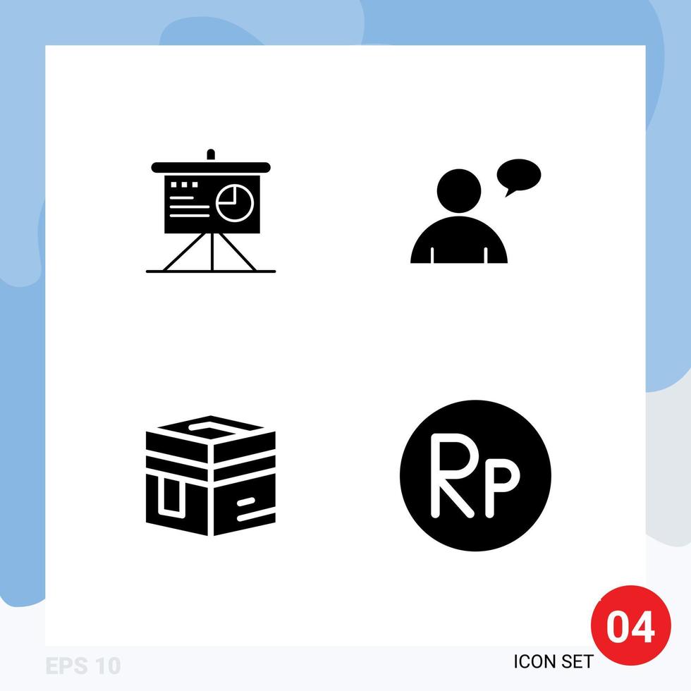 moderner Satz von 4 soliden Glyphen-Piktogrammen der Präsentation islam business user meccah editierbare Vektordesign-Elemente vektor