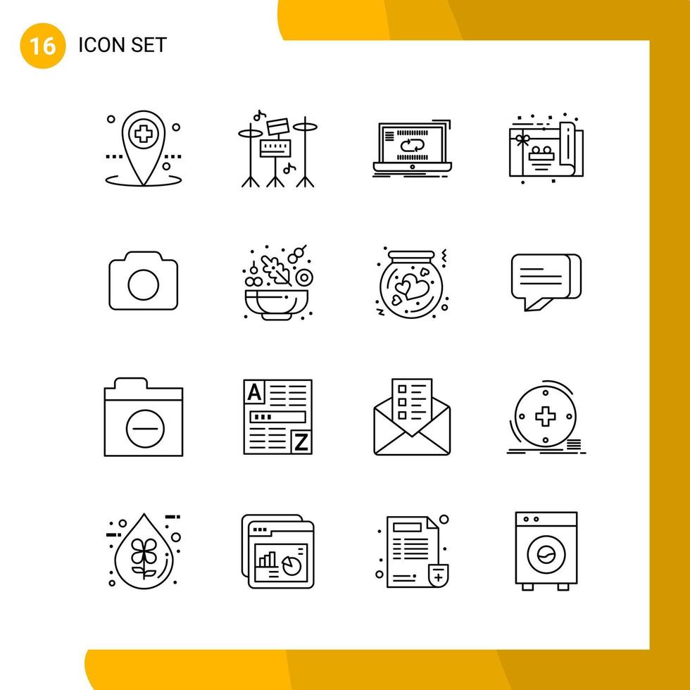 16 Icon Set Line Style Icon Pack Umrisssymbole isoliert auf weißem Hintergrund für responsive Website, die kreativen schwarzen Icon-Vektorhintergrund entwirft vektor