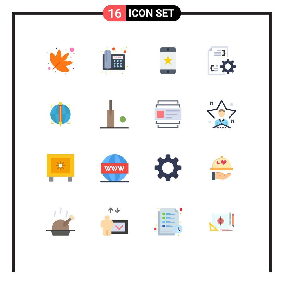universell ikon symboler grupp av 16 modern platt färger av klot fokus tilldela förvaltning utveckling redigerbar packa av kreativ vektor design element