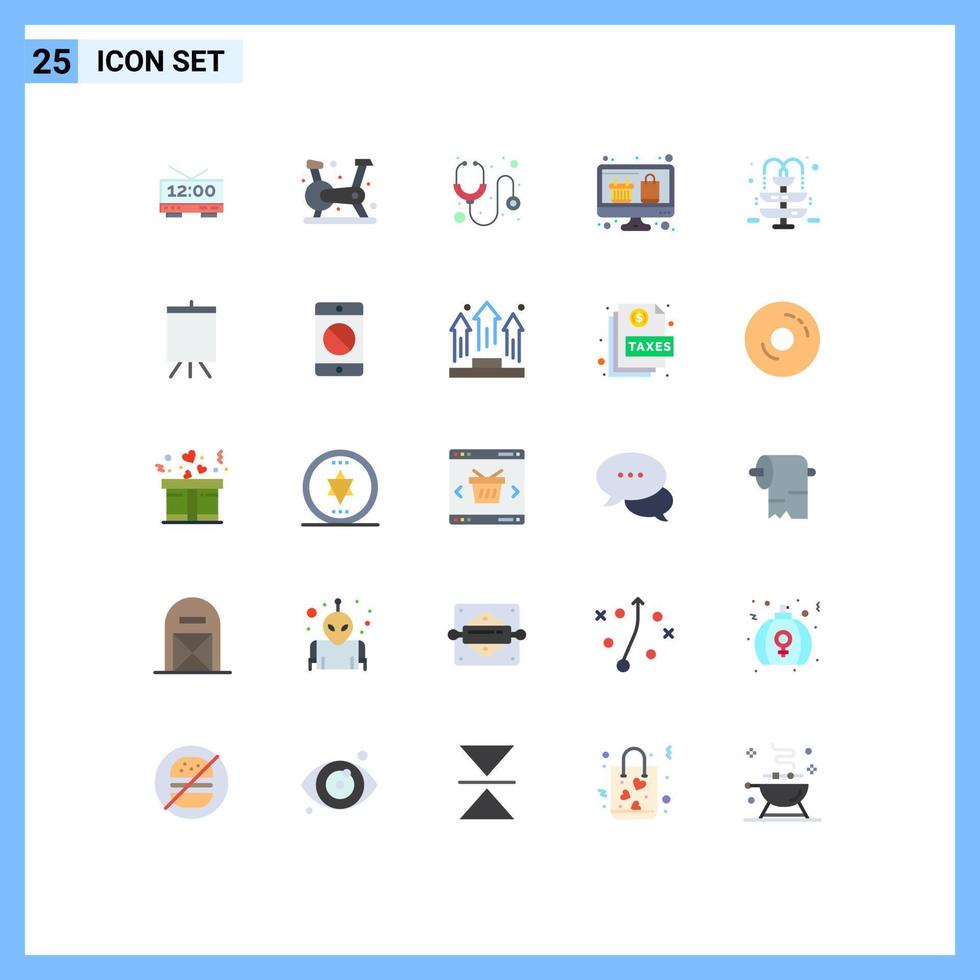 25 universell platt färger uppsättning för webb och mobil tillämpningar vatten uppkopplad handla sjukvård övervaka dator redigerbar vektor design element