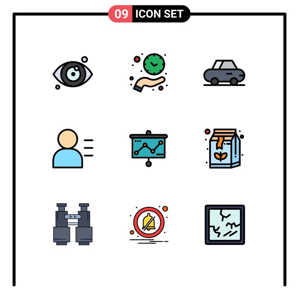universell ikon symboler grupp av 9 modern fylld linje platt färger av dryck Graf bil presentation persona redigerbar vektor design element