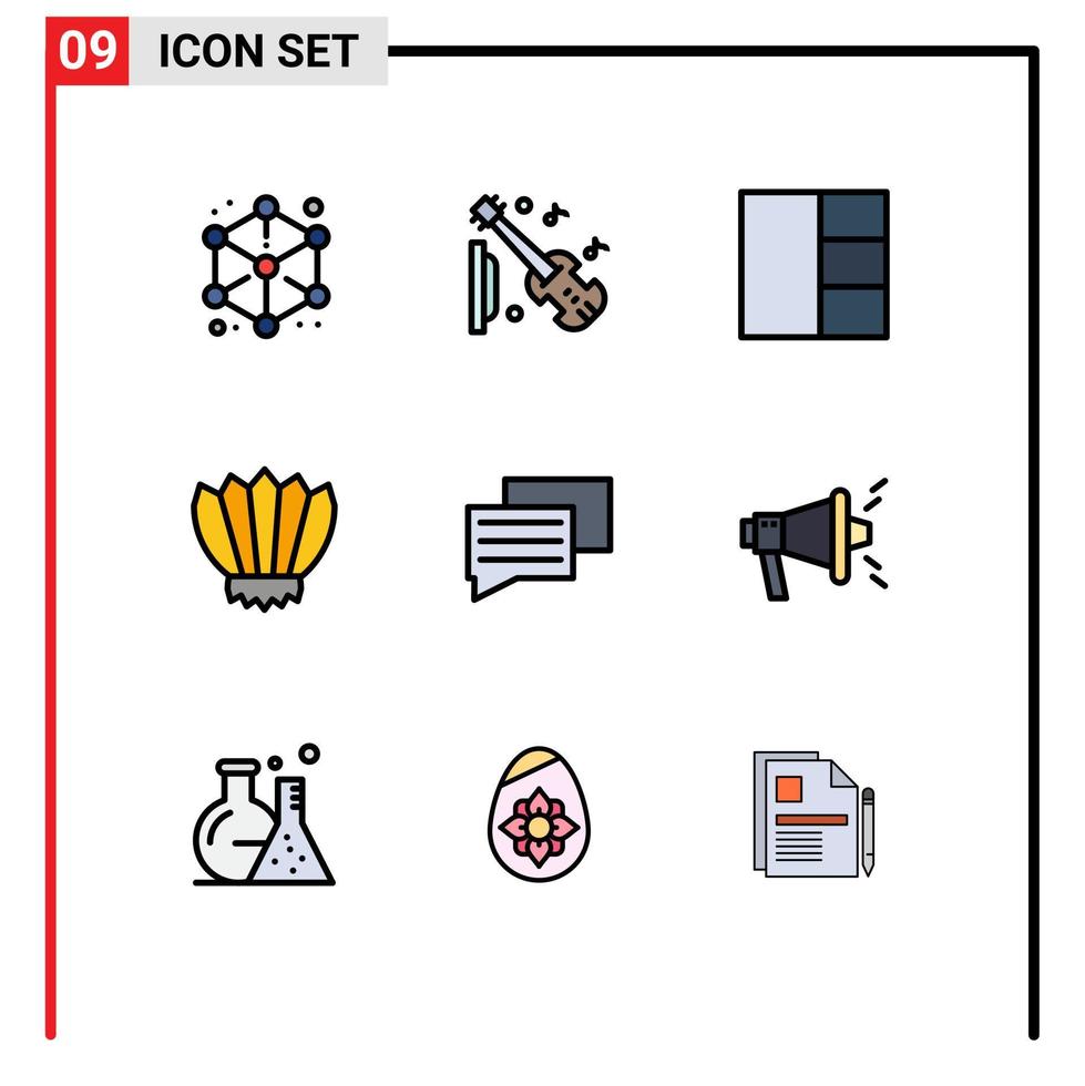 9 användare gränssnitt fylld linje platt Färg packa av modern tecken och symboler av utbildning utomhus- fiol hav fenor redigerbar vektor design element