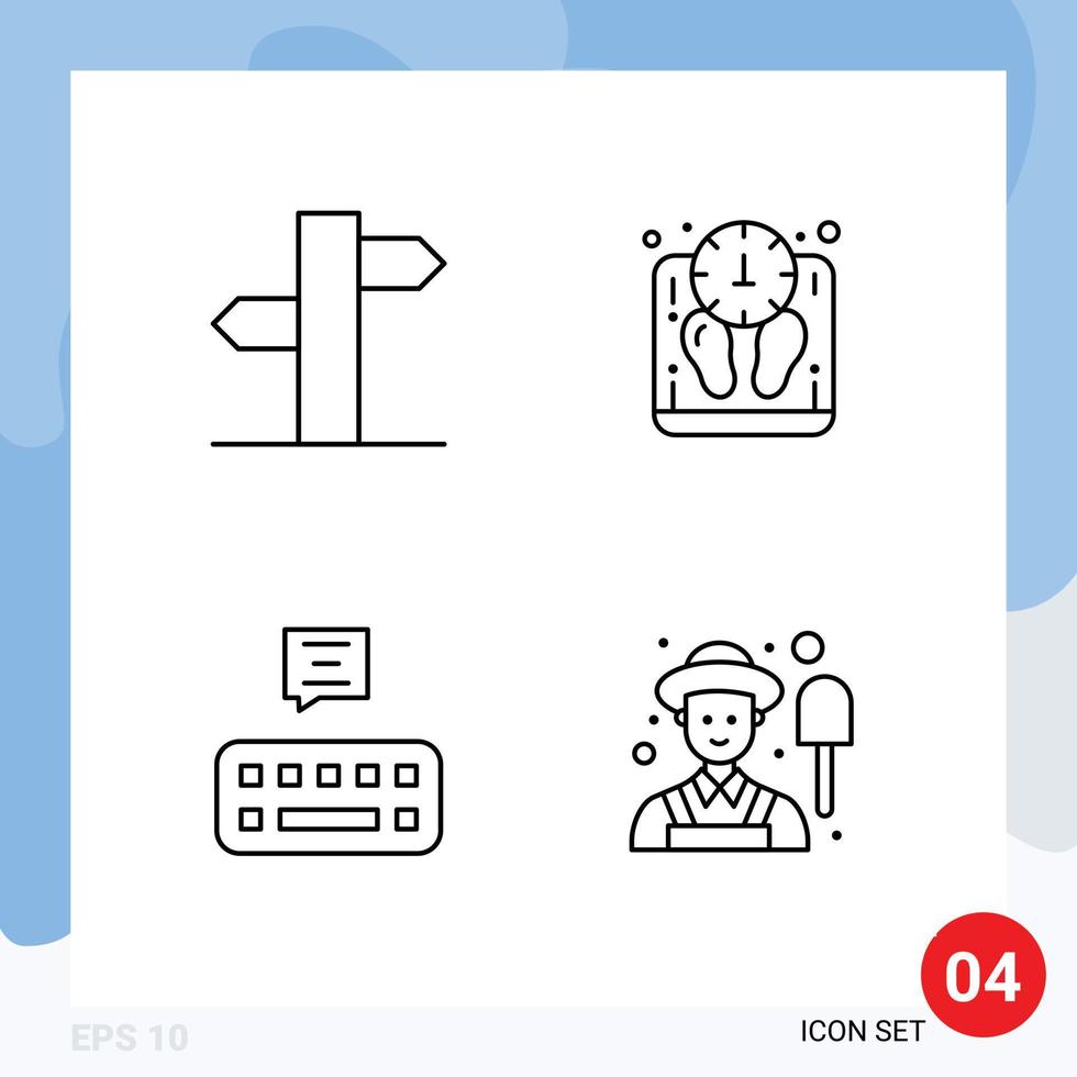 modern uppsättning av 4 fylld linje platt färger och symboler sådan som adress chatt signal vikt jordbrukare redigerbar vektor design element