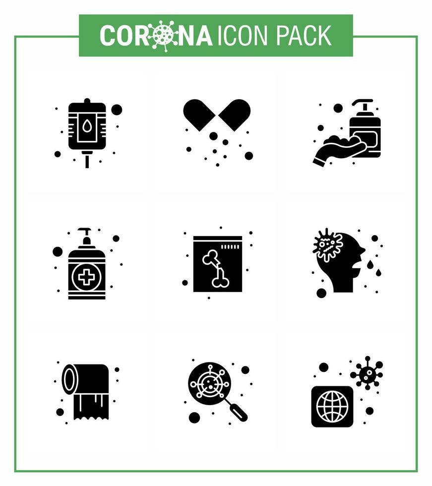 covid19 Corona-Virus-Kontaminationsprävention blaues Symbol 25 Pack wie Röntgenknochen-Handpflegeseife Virus-Coronavirus 2019nov-Krankheitsvektor-Designelemente vektor