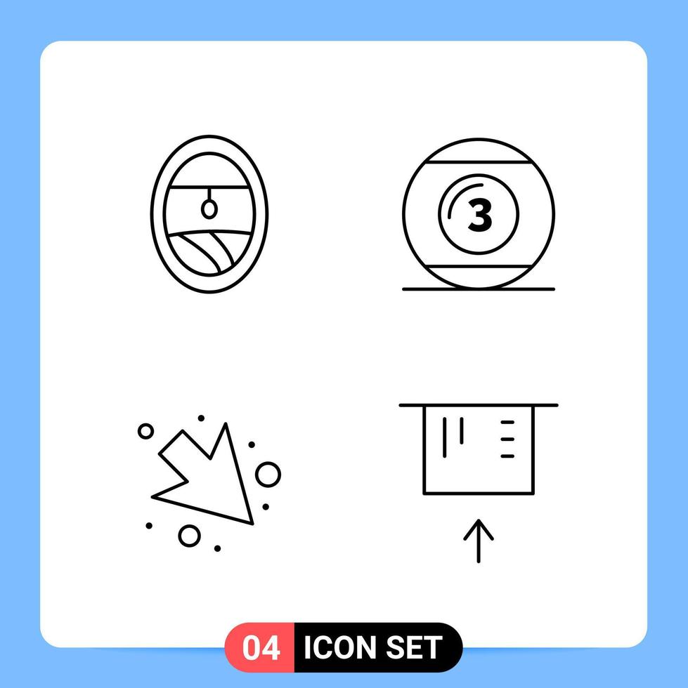 4-zeiliges schwarzes Symbolpaket Umrisssymbole für mobile Apps isoliert auf weißem Hintergrund 4 Symbole setzen kreativen schwarzen Symbolvektorhintergrund vektor