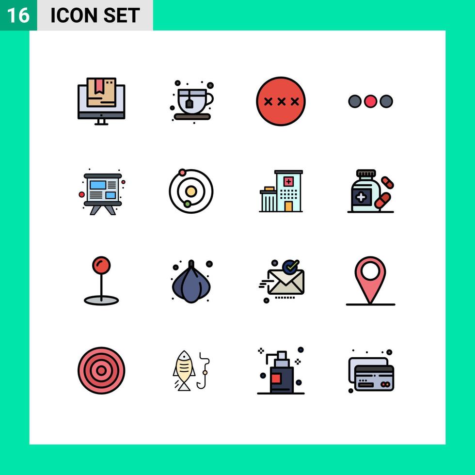 satz von 16 modernen ui-symbolen symbole zeichen für studienzeichen passwort massege chat editierbare kreative vektordesignelemente vektor