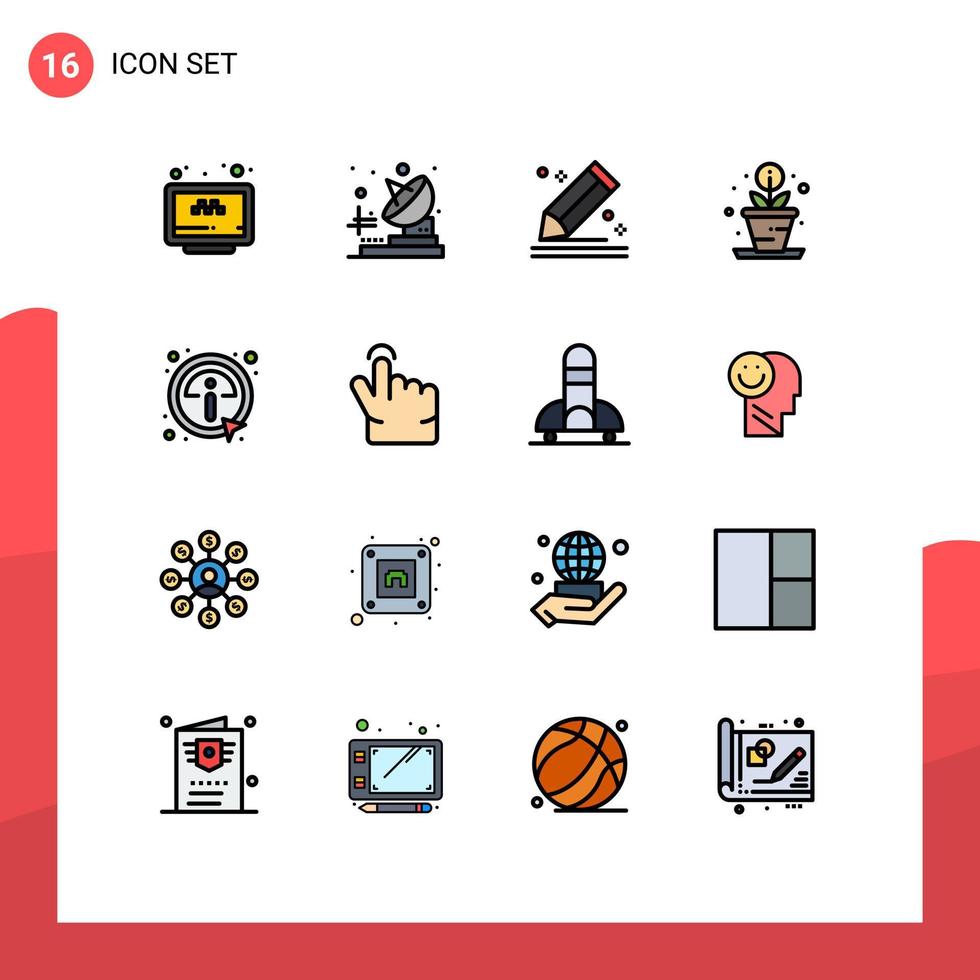 platt Färg fylld linje packa av 16 universell symboler av detaljer tillväxt komponera bearbeta brevpapper redigerbar kreativ vektor design element