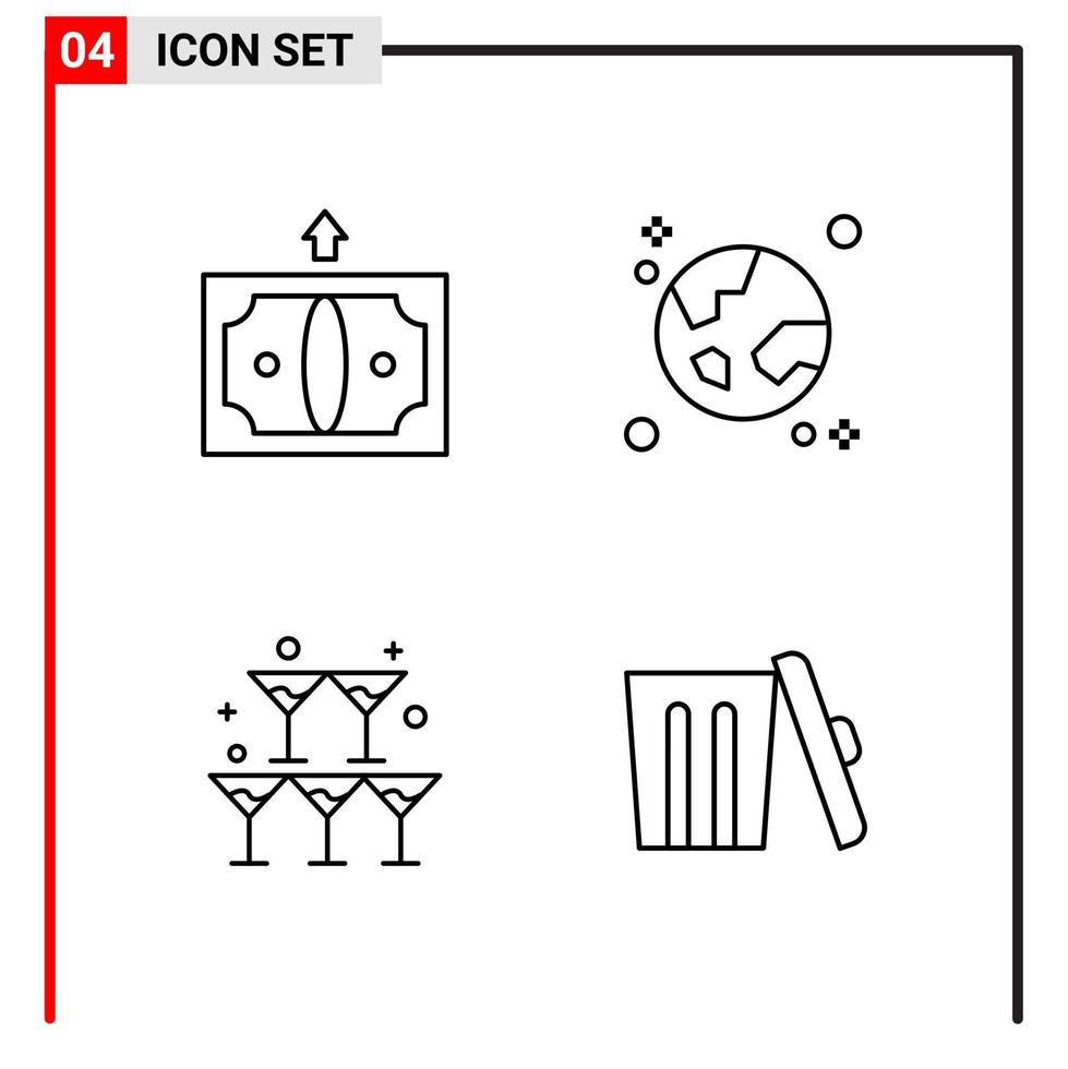 4 allmän ikoner för hemsida design skriva ut och mobil appar 4 översikt symboler tecken isolerat på vit bakgrund 4 ikon packa kreativ svart ikon vektor bakgrund