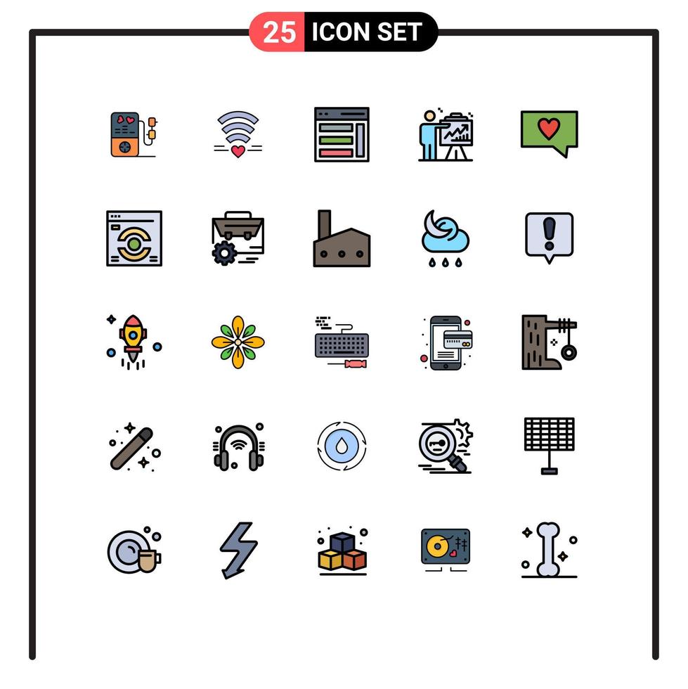 Stock Vector Icon Pack mit 25 Linienzeichen und Symbolen für ähnliche Bemühungen Schnittstellendiagramm Pfeil editierbare Vektordesign-Elemente