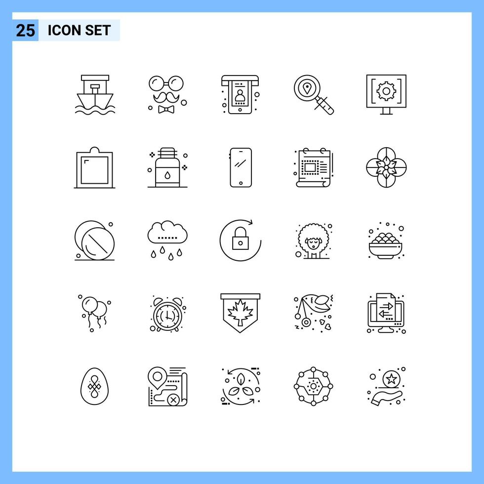 modern uppsättning av 25 rader pictograph av Kontakt Sök kärlek plats Stöd redigerbar vektor design element