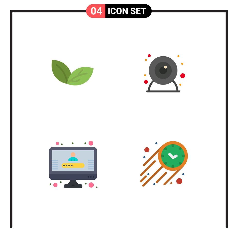 4 flaches Symbolkonzept für Websites, mobile und Apps, Wachstumsregistrierung, Frühling, Webkamera, Geschwindigkeit, editierbare Vektordesign-Elemente vektor