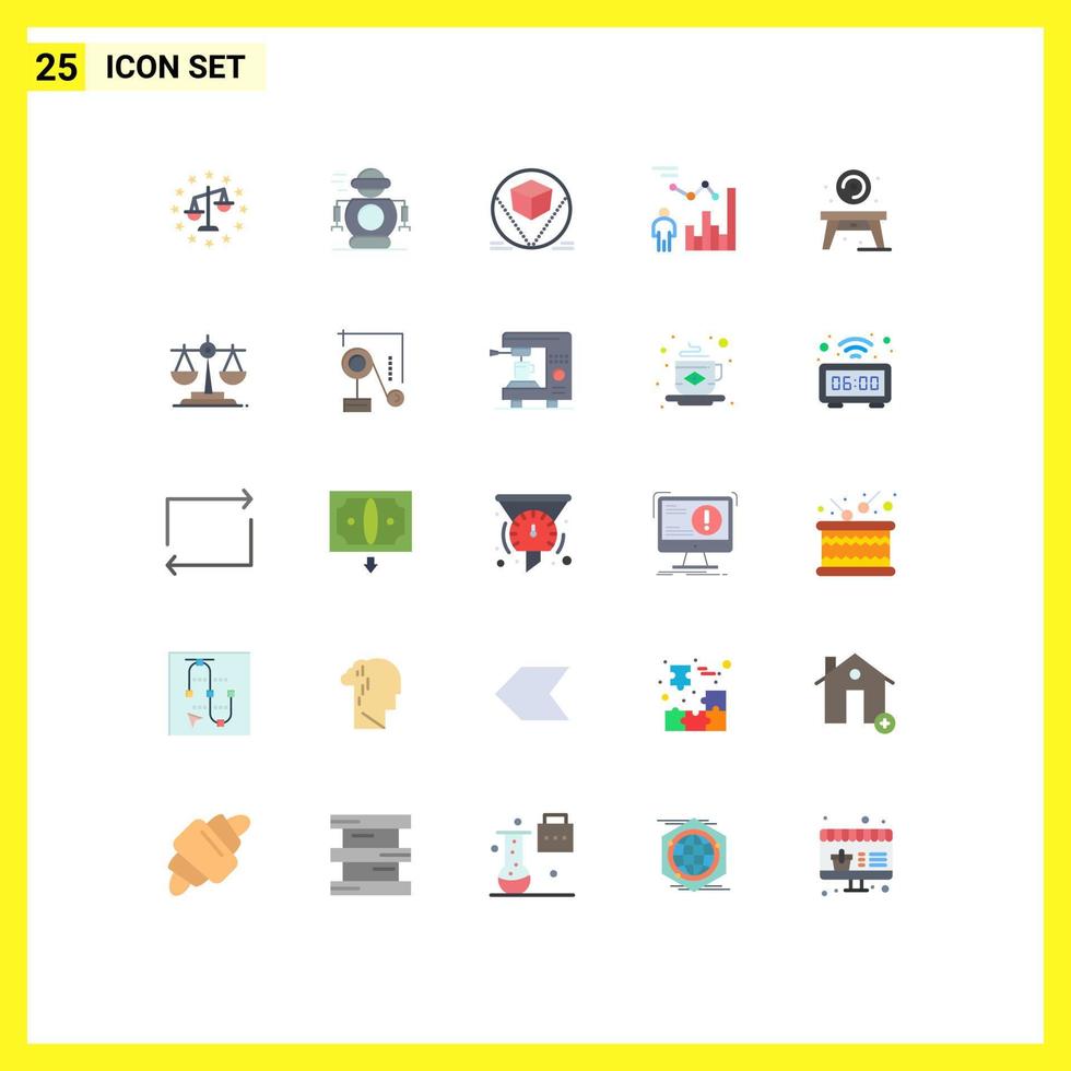 universelle Symbolsymbole Gruppe von 25 modernen flachen Farben von Home-Management-Box-Effizienzdiagramm editierbare Vektordesign-Elemente vektor