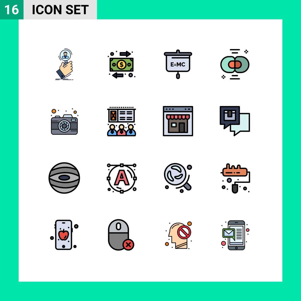 16 tematiska vektor platt Färg fylld rader och redigerbar symboler av division cell pengar biologi skola redigerbar kreativ vektor design element