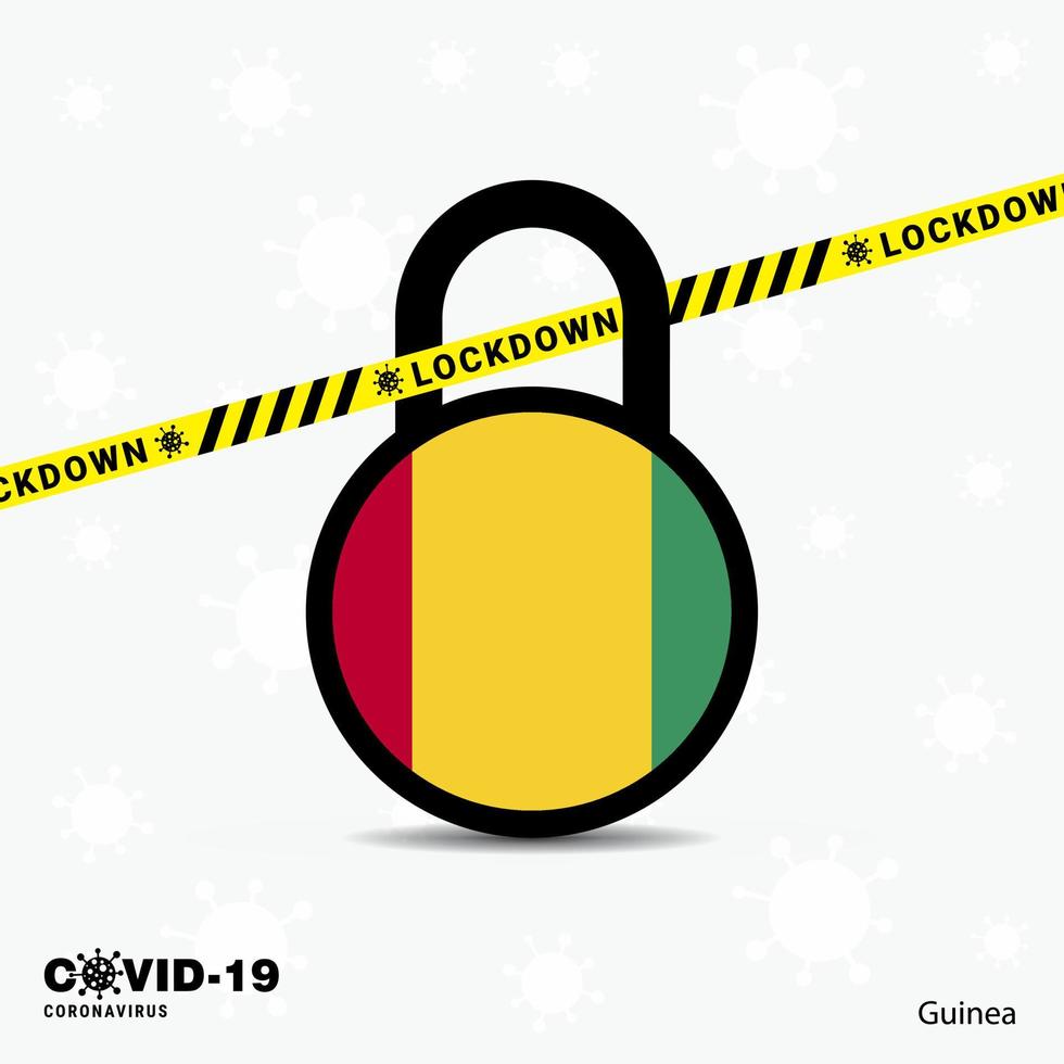 guinea lock down lock coronavirus pandemie bewusstseinsvorlage covid19 lock down design vektor