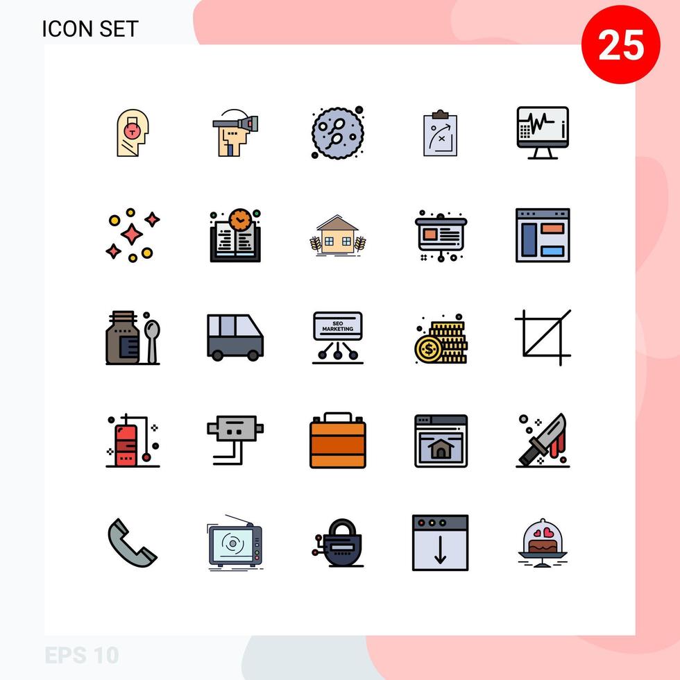 uppsättning av 25 modern ui ikoner symboler tecken för ekonomi strategi teknologi strategisk sperma redigerbar vektor design element