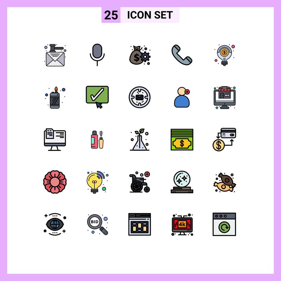 satz von 25 modernen ui-symbolen symbole zeichen für leichte telefonanrufe editierbare vektordesignelemente vektor