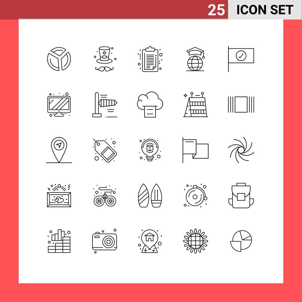 piktogram uppsättning av 25 enkel rader av tecken kontrollerade medicinsk gradering internet redigerbar vektor design element